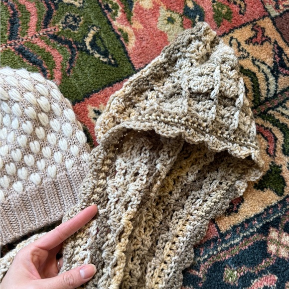 Handmade Crochet Bonnet hood + banana republic beanie hat - Picture 2 of 10